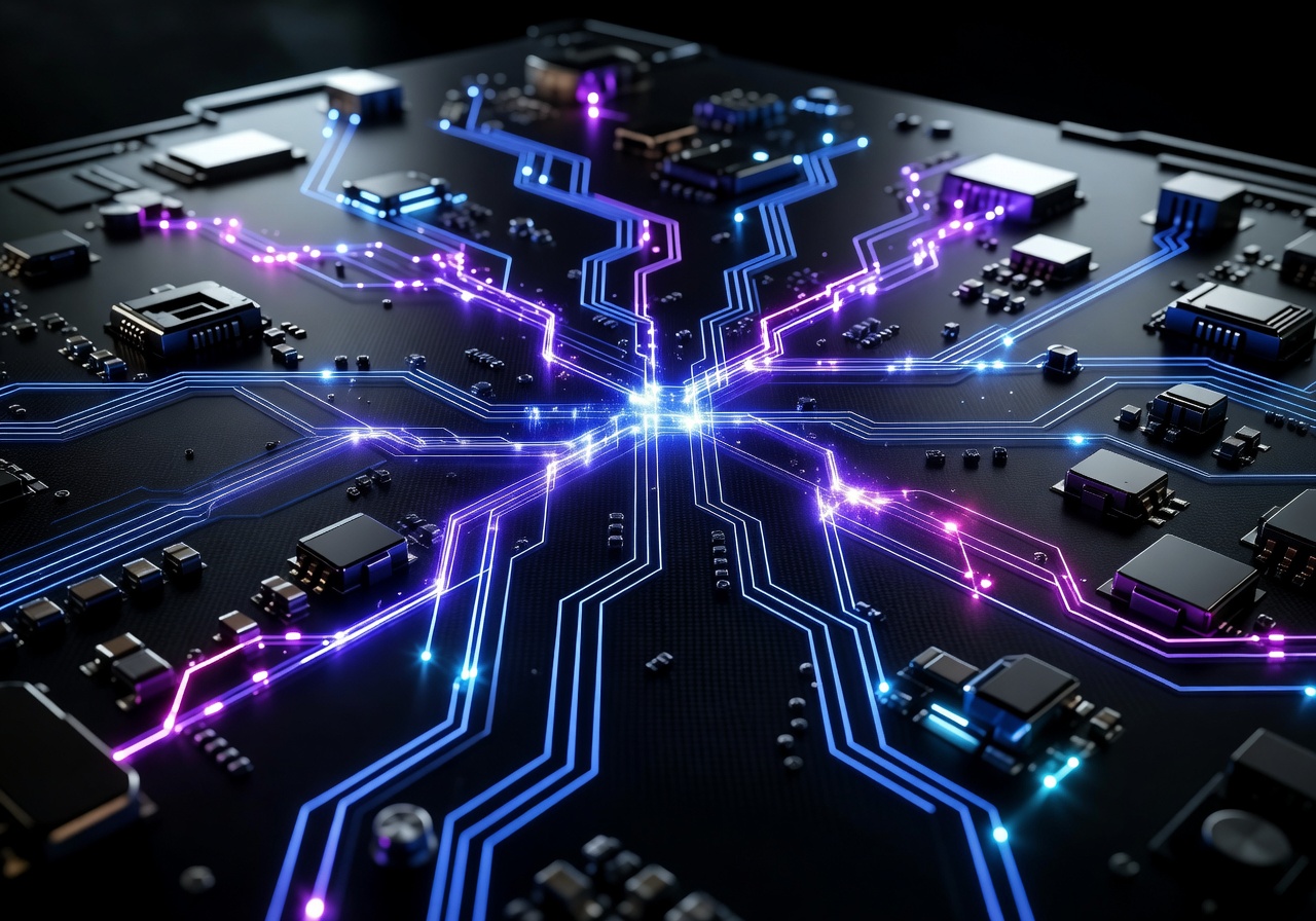 Glowing energy circuit board representing futuristic gaming tech